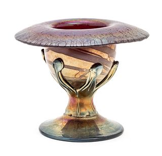 Thomas Kelly (American, B. 1967) Art Nouveau Influence Blown Glass Vase 20th C., H 6'' Dia. 6.5''