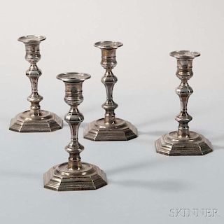 Four Elizabeth II Sterling Silver Candlesticks
