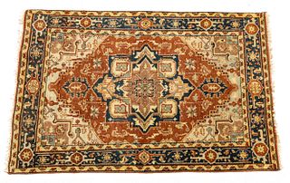 Indo-Persian Heriz Design Handwoven Wool Rug, W 4' L 6' 3''