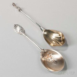 Two Gorham Coin Silver Serving Spoons