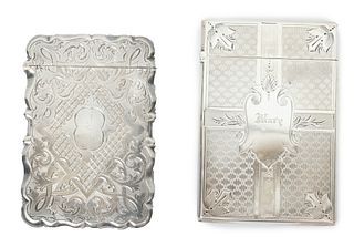 Birmingham England Sterling Silver Visiting Card Case + Other C. 1870, H 3.5'' W 2.5'' 2 pcs