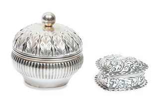 Gorham Sterling Silver Covered Boxes C. 1900, 4.8t oz 2 pcs