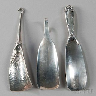 Three American Sterling Silver Shoe Horns