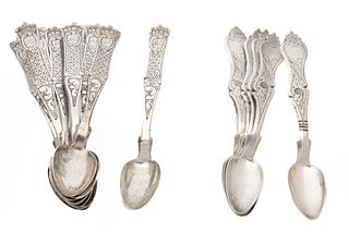Turkish 800 Silver Teaspoons, Set Of 12 & Set Of 6 C. 1880, 16t oz 18 pcs