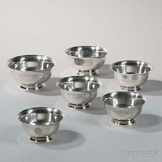 Six Revere-style Sterling Silver Trophy Bowls