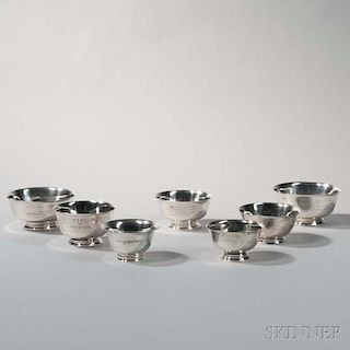 Seven Paul Revere-style Sterling Silver Trophy Bowls