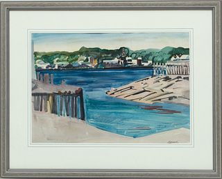 William Zorach (American, 1887-1996) Watercolor On Paper, 1940, Kennebeck River, Bath, Maine, H 15.25'' W 21.75''