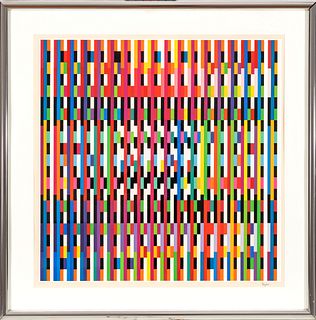 Yaacov Agam (Israeli, B. 1928) Serigraph In Colors On Wove Paper, Evening, H 28.5'' W 28.5''