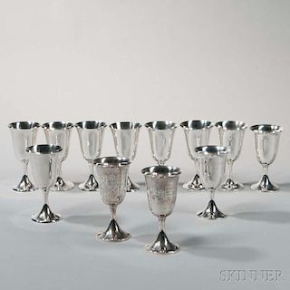 Eleven American Sterling Silver Goblets