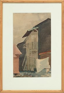 Russell Keeter (American, 1935-1991) Watercolor On Paper, Urban Dwellings, H 14.5'' W 8.5''