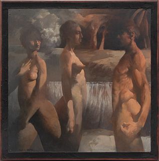 Russell Keeter (American, 1935-1991) Oil On Board, Nude Figures, H 26'' W 26''