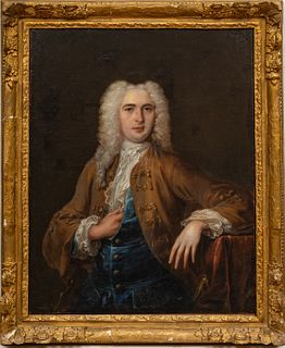 English School Oil On Canvas, Ca. 18th C., Portrait Of A Gentleman, H 38'' W 29.5''