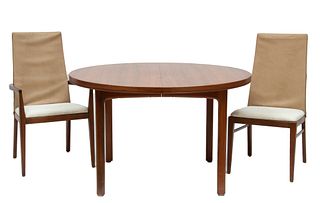 Danish Modern Dining Table And Six Chairs, H 29'' Dia. 48'' 7 pcs