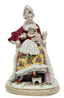 Samson French Porcelain Figure, C. 19th C., Mother And Child, H 8.5'' W 5.25'' Depth 4.25''