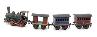 Marklin (German) Gauge 1 Enamel On Tin Toy Train Passenger Set, Ca. 1900, 4 pcs