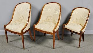 Impressive Set of 3 Art Deco Upholstered Chairs.