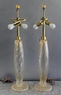 Pair of Murano Glass Lamps.