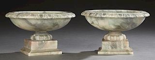 Pair of Carved Alabaster Campana Form Coupes, 19th