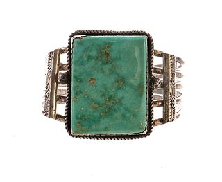 Native American Sterling & Turquoise Cuff Bracelet