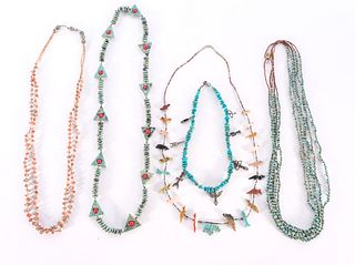 5 Native American Turquoise Bead Necklaces