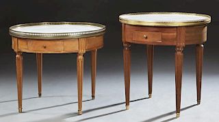 Pair of Carved Mahogany Louis XVI Style Marble Top