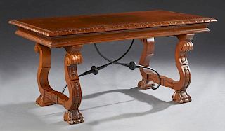 Spanish Style Carved Mahogany Coffee Table, 20th c