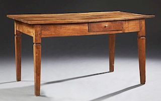 French Provincial Carved Cherry Farmhouse Table, 1