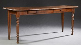 French Carved Oak Console Table, 19th c., the step