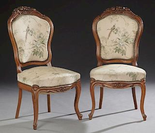 Pair of French Carved Mahogany Louis XV Style Upho