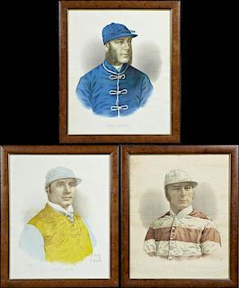 Three English Colored Prints of Jockeys, 1885, iss