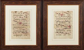 Pair of Hand Colored Illuminated Vellum Hymnal She
