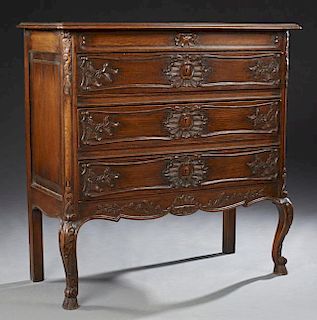 French Louis XV Style Carved Oak Commode, late 19t