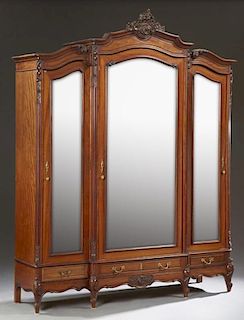 French Carved Mahogany Louis XV Style Triple Door