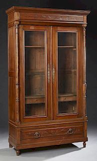 French Carved Walnut Henri II Style Armoire, 19th