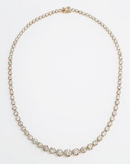 14K Yellow Gold Tennis Necklace, each of the 85 li