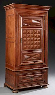 French Louis XIII Style Carved Cherry Armoire, ear