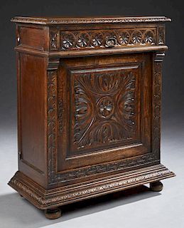 French Henri II Style Carved Oak Confiturier, c. 1