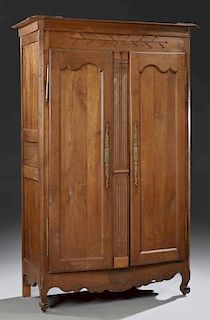 French Louis XV Style Carved Oak Armoire, early 19