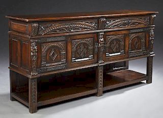 French Renaissance Style Carved Oak Sideboard, 19t