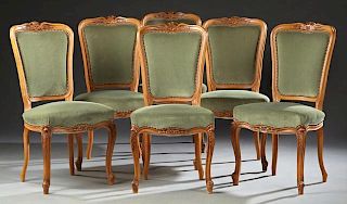 Set of Six French Louis XV Style Carved Beech Upho