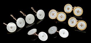 Group of Nine Pieces of Mother-of-Pearl and Gold J