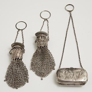 Two Sterling Accordion Gate Top Mesh Coin Purses a