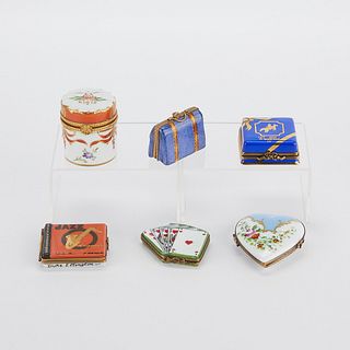6 Porcelain Limoges Trinket Boxes