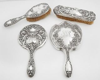 Group of Four Sterling Dresser Items, c. 1910, con