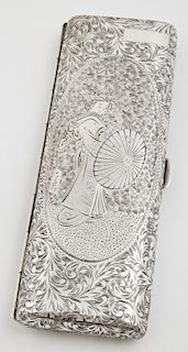 Sterling Cigar Case, c. 1900, marked .950 Sterling