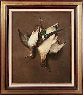 French School, "Natur Morte of Ducks," 19th c., oi