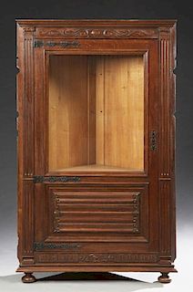French Renaissance Style Carved Oak and Walnut Cor