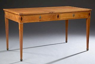 French Restoration Inlaid Cherry Writing Table, c.