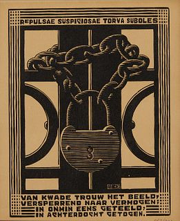 M.C. Escher "Padlock" Woodcut 1931