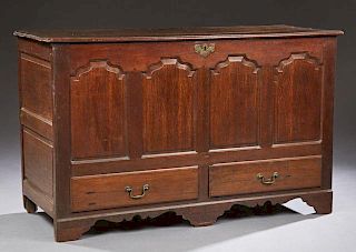 Large English Carved Oak Bedding Box, 19th c., the